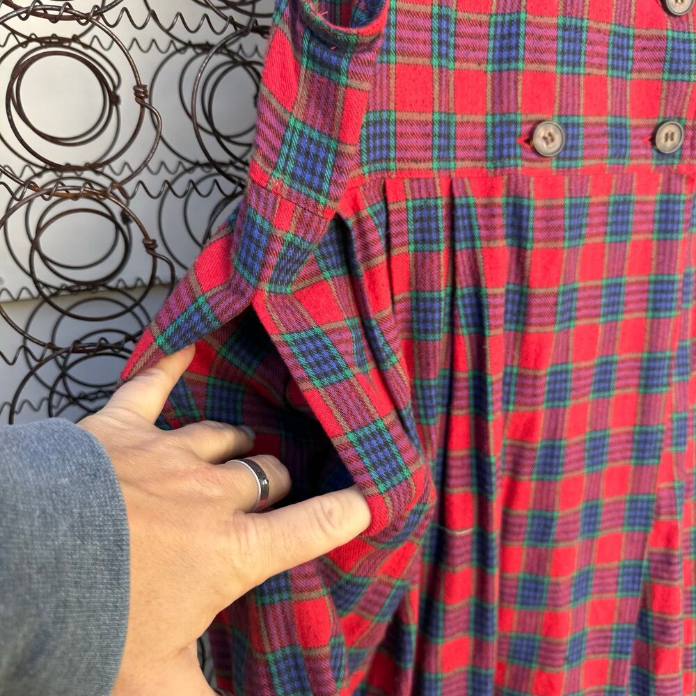 Vintage 90s JG Hook Red Blue Green Plaid Christmas Wrap Tank Dress Teacher 12 - Picture 2 of 9
